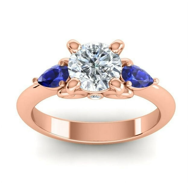 DiamondCapitals 2.50 Carat Round Cut Natural Diamond & Blue Sapphire