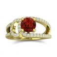 thumbnail image 1 of Diamond-Capitals 2.50 Carat Round Cut Natural Diamond & Garnet Gemstone Fancy Engagement Ring for Women 14K Yellow Gold Size 6, 1 of 8