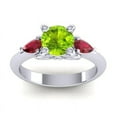 thumbnail image 1 of Diamond-Capitals 2.50 Carat Round Cut Peridot & Red Ruby Gemstone Fancy Proposal Ring for Ladies Solid 18K White Gold Size 7.5, 1 of 8