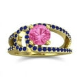 thumbnail image 1 of Diamond-Capitals 2.50 Carat Round Cut Pink Sapphire & Blue Sapphire Gemstone Latest Anniversary Ring for Ladies Solid 14K Yellow Gold Size 8.5, 1 of 8
