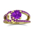 thumbnail image 1 of Diamond-Capitals 2.50 Carat Round Shape Amethyst Gemstone Luxurious Bridal Ring for Ladies Solid 18K Yellow Gold Size 9.5, 1 of 8
