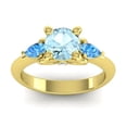thumbnail image 1 of Diamond-Capitals 2.50 Carat Round Shape Aquamarine & Blue Topaz Gemstone Luxurious Engagement Ring for Women Solid 18K Yellow Gold Size 9.5, 1 of 8