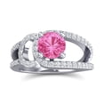 thumbnail image 1 of Diamond-Capitals 2.50 Carat Round Shape Genuine Diamond & Pink Sapphire Gemstone Trendy Engagement Ring for Fiancee 14K White Gold Size 8, 1 of 8