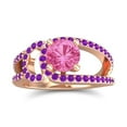 thumbnail image 1 of Diamond-Capitals 2.50 Carat Round Shape Pink Sapphire & Amethyst Gemstone Trendy Bridal Ring for Ladies 14K Rose Gold Size 8, 1 of 8