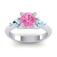thumbnail image 1 of Diamond-Capitals 2.50 Carat Round Shape Pink Sapphire & Aquamarine Gemstone Lovely Three Stone Anniversary Ring for Ladies Solid 18K White Gold Size 9.5, 1 of 8