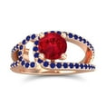 thumbnail image 1 of Diamond-Capitals 2.50 Carat Round Shape Red Ruby & Blue Sapphire Gemstone Trendy Bridal Ring for Ladies 14K Rose Gold Size 8, 1 of 8