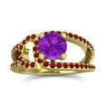 thumbnail image 1 of Diamond-Capitals 2.50 Carat Shiny Round Cut Amethyst & Garnet Gemstone Engagement Ring for Fiancee 18K Yellow Gold Size 4, 1 of 8