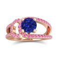 thumbnail image 1 of Diamond-Capitals 2.50 Carat Shiny Round Cut Blue Sapphire & Pink Sapphire Gemstone Bridal Ring for Ladies Solid 18K Rose Gold Size 7, 1 of 8