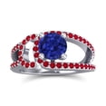 thumbnail image 1 of Diamond-Capitals 2.50 Carat Stunning Round Cut Blue Sapphire & Red Ruby Gemstone Wedding Ring for her Solid 14K White Gold Size 4, 1 of 8
