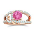thumbnail image 1 of Diamond-Capitals 2.50 Carat Stylish Round Cut Pink Sapphire & Aquamarine Gemstone Bridal Ring for Women Solid 14K Rose Gold Size 5, 1 of 8