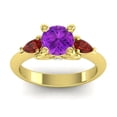 thumbnail image 1 of Diamond-Capitals 2.50 Carat Unique Round Blue Sapphire & Garnet Gemstone Ring for Engagement Gift Solid 14K Yellow Gold Size 11, 1 of 8