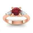 thumbnail image 1 of Diamond-Capitals 2.50 Carat Unique Round Cut Red Ruby Gemstone Natural Diamond Engagement Ring for Women Solid 18K Rose Gold Size 7.5, 1 of 8