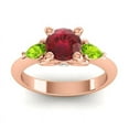thumbnail image 1 of Diamond-Capitals 2.50 Carat Unique Round Red Ruby & Peridot Gemstone Ring for Bridal Gift Solid 14K Rose Gold Size 11, 1 of 8