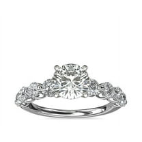 Diamond-Capitals 2.50 Carat Wonderful Round (D/VVS1) Moissanite Proposal Ring for Women Solid 14K White Gold Ring Size 7