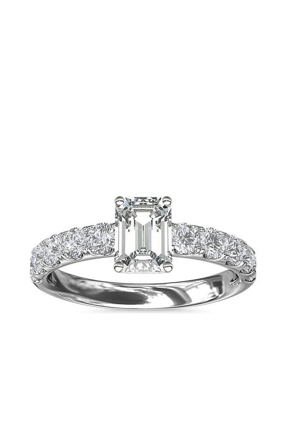 2.50 Ct Genuine Emerald Shape IGI Certified Lab Grown Diamond Solitaire Anniversary Ring for Ladies Solid 18K White Gold Size 5.5 (E/VVS2)