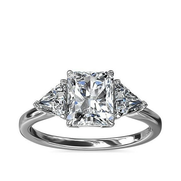Diamond-Capitals 2.50 Ct Shiny Radiant Cut Natural Diamond Three Stone Engagement Ring for Gift (F-G/VS1) Solid 950 Platinum Size 7