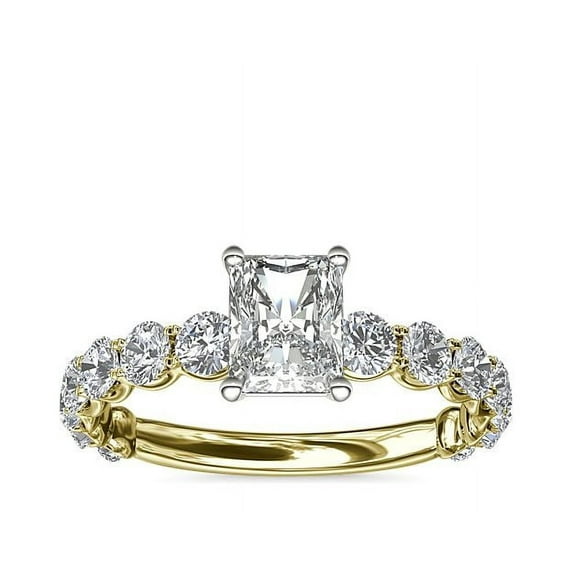Diamond-Capitals 2.85 Carat Elegant Radiant Cut Moissanite Diamond (D/VVS1) Engagement Ring for Ladies Solid 14K Yellow Gold Size 5.5