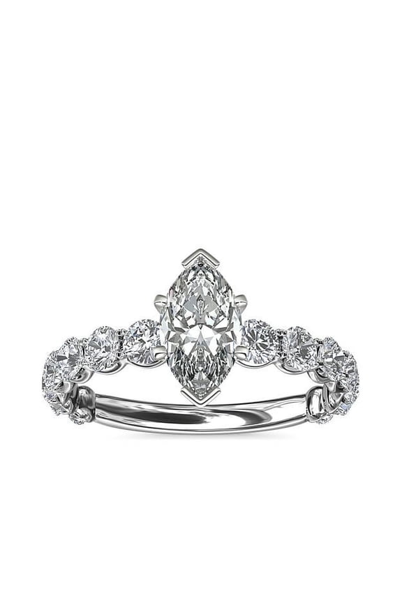 2.85 Ct (E/VVS2) IGI Certified Elegant Marquise Lab Grown Diamond Solitaire Ring for Engagement Solid 18K White Gold Size 10