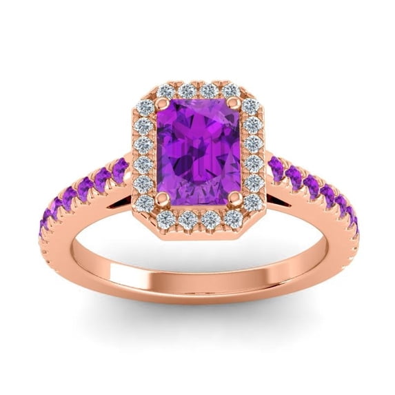 Diamond-Capitals 2.95 Carat Elegant (F-G/VS1) Natural Diamond Amethyst Gemstone Anniversary Ring for Ladies 18K Rose Gold Size 4