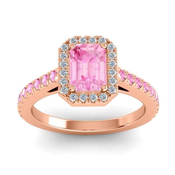 Diamond-Capitals 2.95 Carat Natural Diamond Pink Sapphire Gemstone Latest Anniversary Ring for her Solid 14K Rose Gold Size 8.5