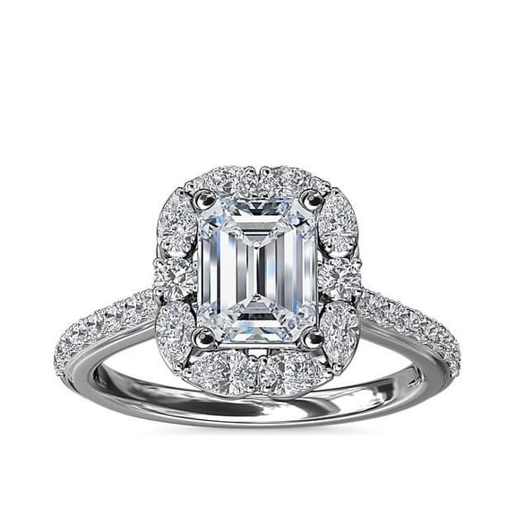 Diamond-Capitals 3.00 Carat Emerald Cut IGI Certified Lab Grown Diamond Stylish Ring for Engagement Solid 14K White Gold Size 8.5