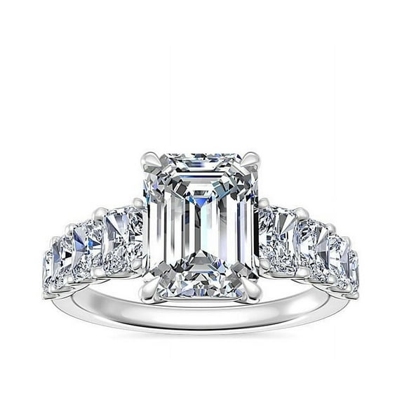 Diamond-Capitals 3.00 Carat Natural Fancy Emerald Shape Diamond (F-G/VS1) Solitiare Wedding Ring For Girls Solid 950 Platinum Size 5.5