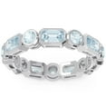 thumbnail image 1 of Diamond-Capitals 5.00 Carat Elegant Emerald Cut Aquamarine Gemstone Wedding Eternity Band for Women Solid 14K White Gold Size 5, 1 of 8