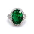 thumbnail image 1 of Diamond-Capitals 5.00 Carat Unique Oval Cut Green Emerald Gemstone with Natural Diamond Engagement Ring for Ladies in Solid 18K White Gold Size 7, 1 of 7