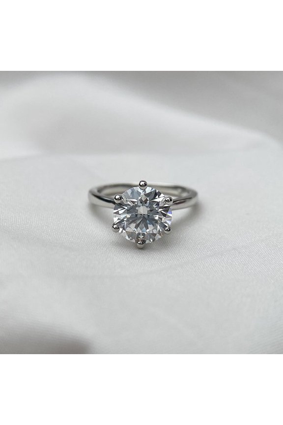 5.00 Ct Round Cut Wonderful Solitaire IGI Certified Lab Grown Diamond Wedding Ring for her Solid 10k White Gold Size 3.5