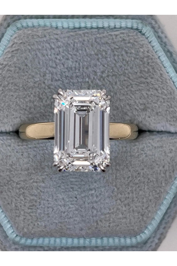 5.00 Ct Shinnnig Emerald Cut IGI Certified Lab Grown Diamond Solitaire Bridal Ring for her Solid 10k Yellow Gold Size 7.5