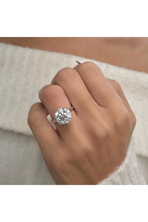 5.00 Ct Unique Round Shape IGI Certified Lab Grown Diamond Solitaire Engagement Ring for Fiancee Solid 18K White Gold Size 10