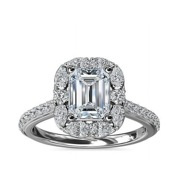 Diamond-Capitals Brilliant 3.00 Carat Emerald Cut Natural Diamond Solitaire Wedding Ring for Women Solid 950 Platinum Size 11.5 (F-G/VS1)