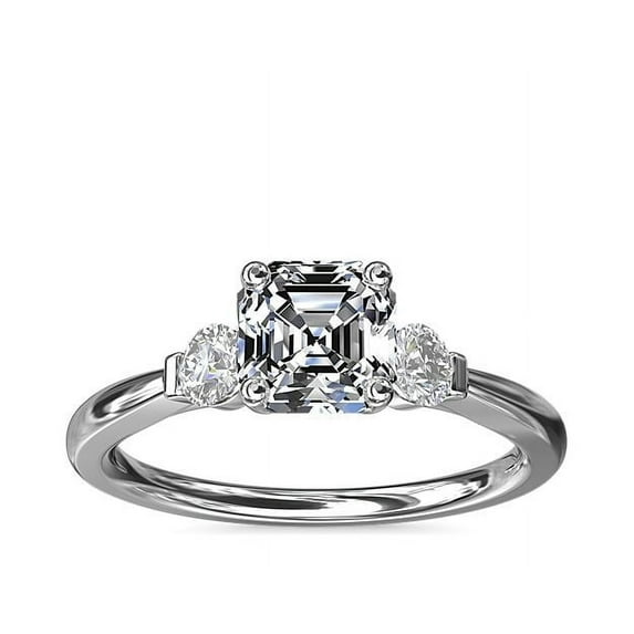 Diamond-Capitals Natural 2.20 Ct Classic Asscher Cut Diamond Three Stone Anniversary Ring for Women Solid 950 Platinum (F-G/VS1) Size 11.5