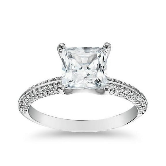 Diamond-Capitals Natural 2.30 Carat Shiny Princess Shape Diamond (F-G/VS1) Solitiare Wedding Ring For her Solid 950 Platinum Size 4