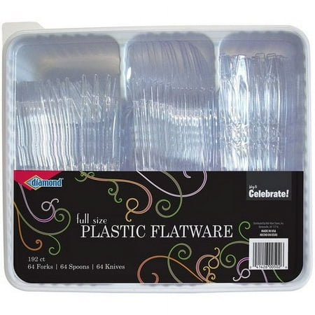 Diamond Celebrations Disposable Plastic Cutlery, Blue, Assorted, 192 Count
