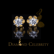Diamond Celebritys 0.33ct VVS D Moissanite Mens/Womens 925 Silver Yellow Buttercup Stud Earrings