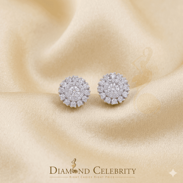 King of Blings Floral Stud White D Moissanite Earrings 1.00 ct. t.w. 925 Sterling, Sterling Silver