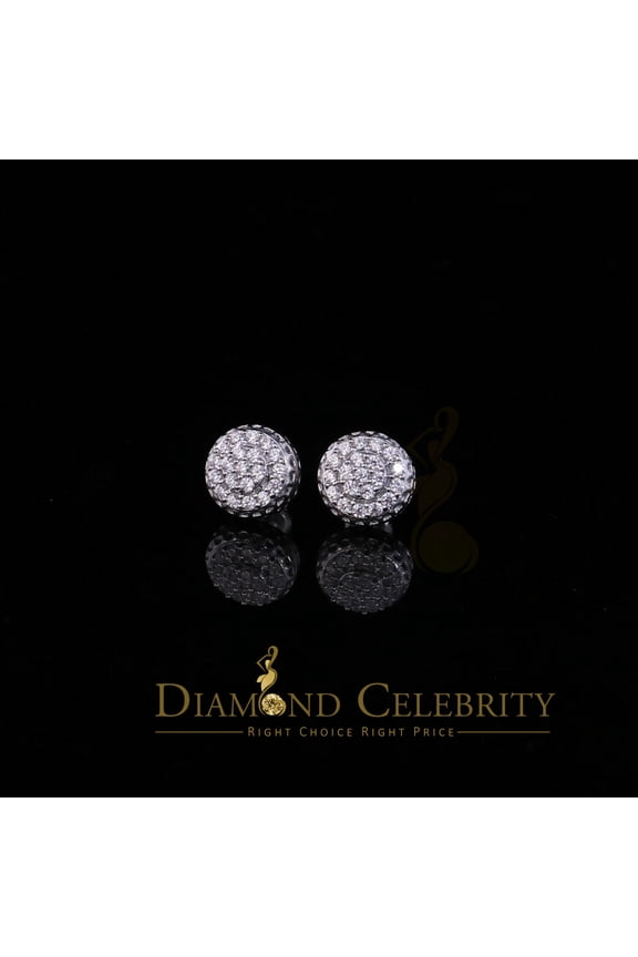 's 3.45ct Cubic Zirconia 925 White Silver Women's & Men's Hip Hop Round Earrings