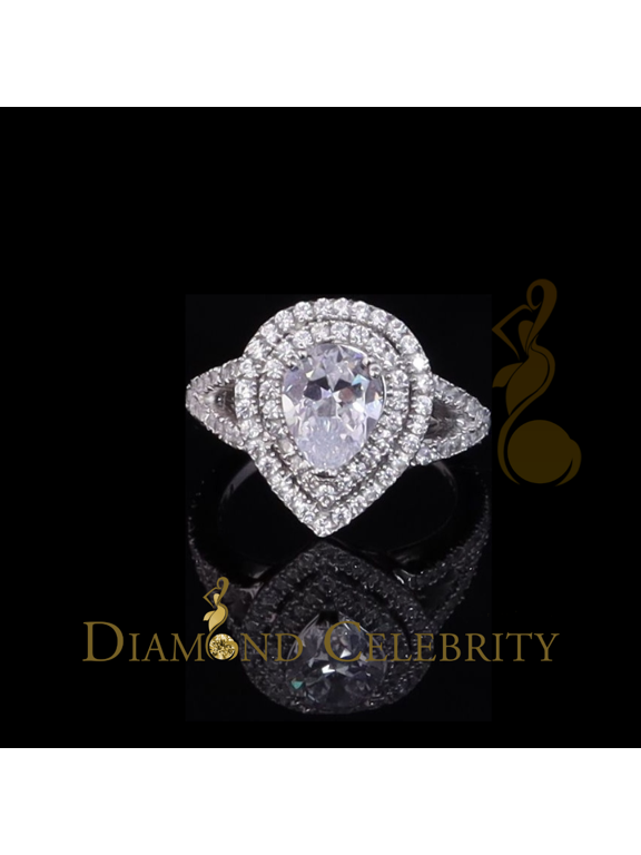 's 3.78ct Cubic Zirconia 925 White Silver Drew Drop Engagement Womens Ring Size 6.5