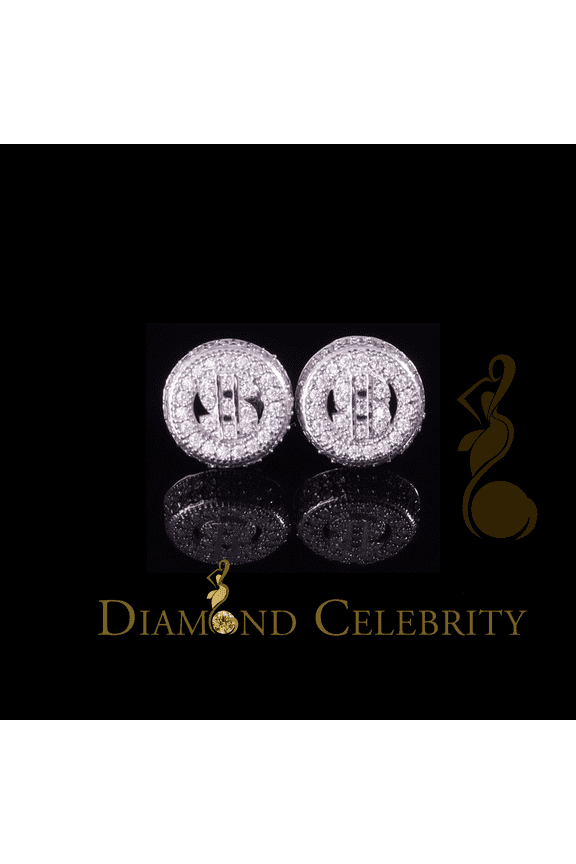 Diamond Celebrity's 925 Silver White 1.00ct VVS 'D' Moissanite Dollar Sign Men's/Womens Stud Earring