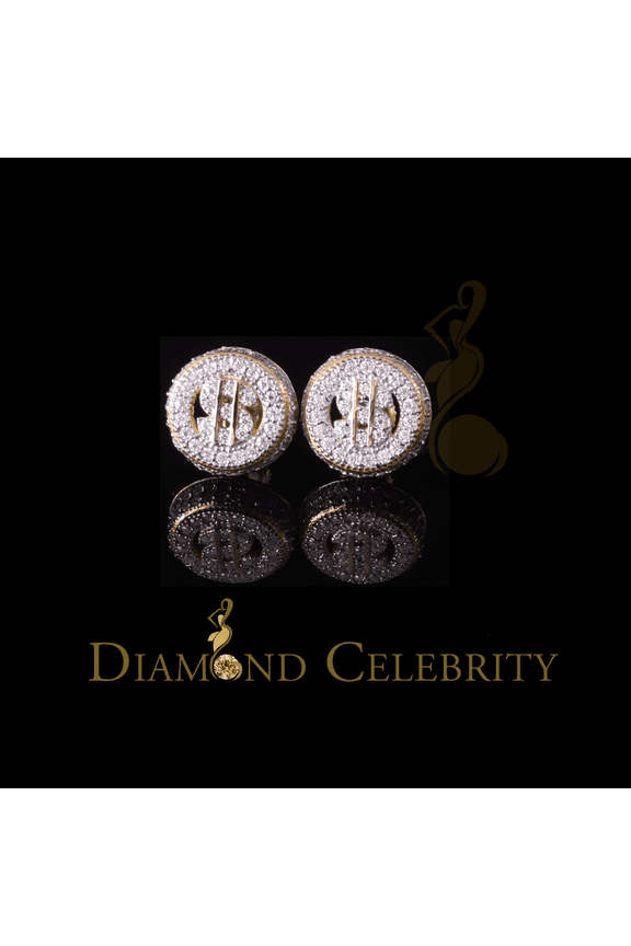 Diamond Celebrity's 925 Silver Yellow 1.00ct VVS 'D' Moissanite Dollar Sign Mens/Womens Stud Earring