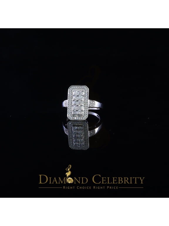 's 925 Sterling White Silver with Cubic Zirconia 2.75 ct Rectangle Ring Size 7