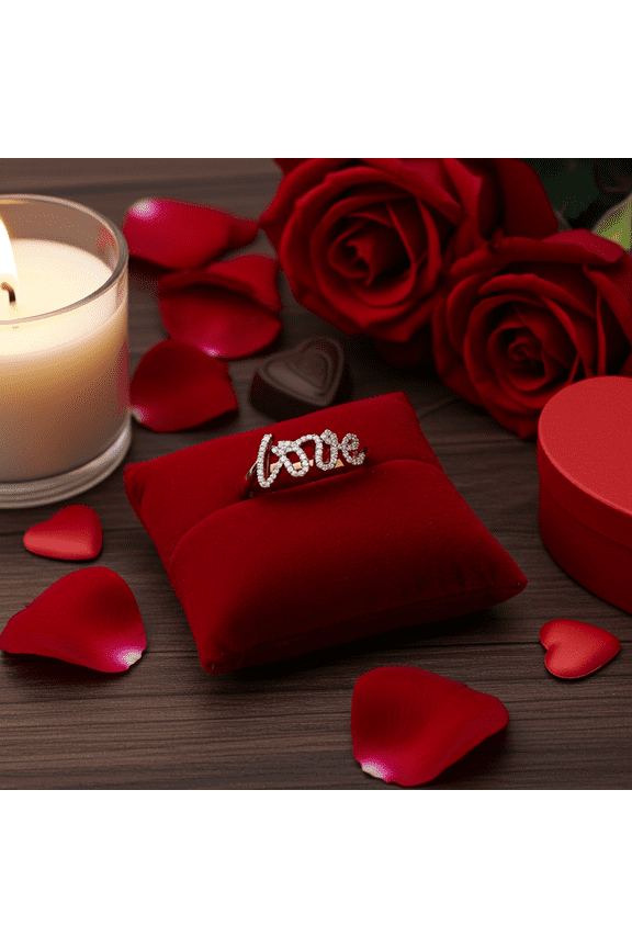 's 925 Sterling Yellow Silver 0.33ct VVS 'D' Moissanite 'Love' Rings SZ 7 for Women