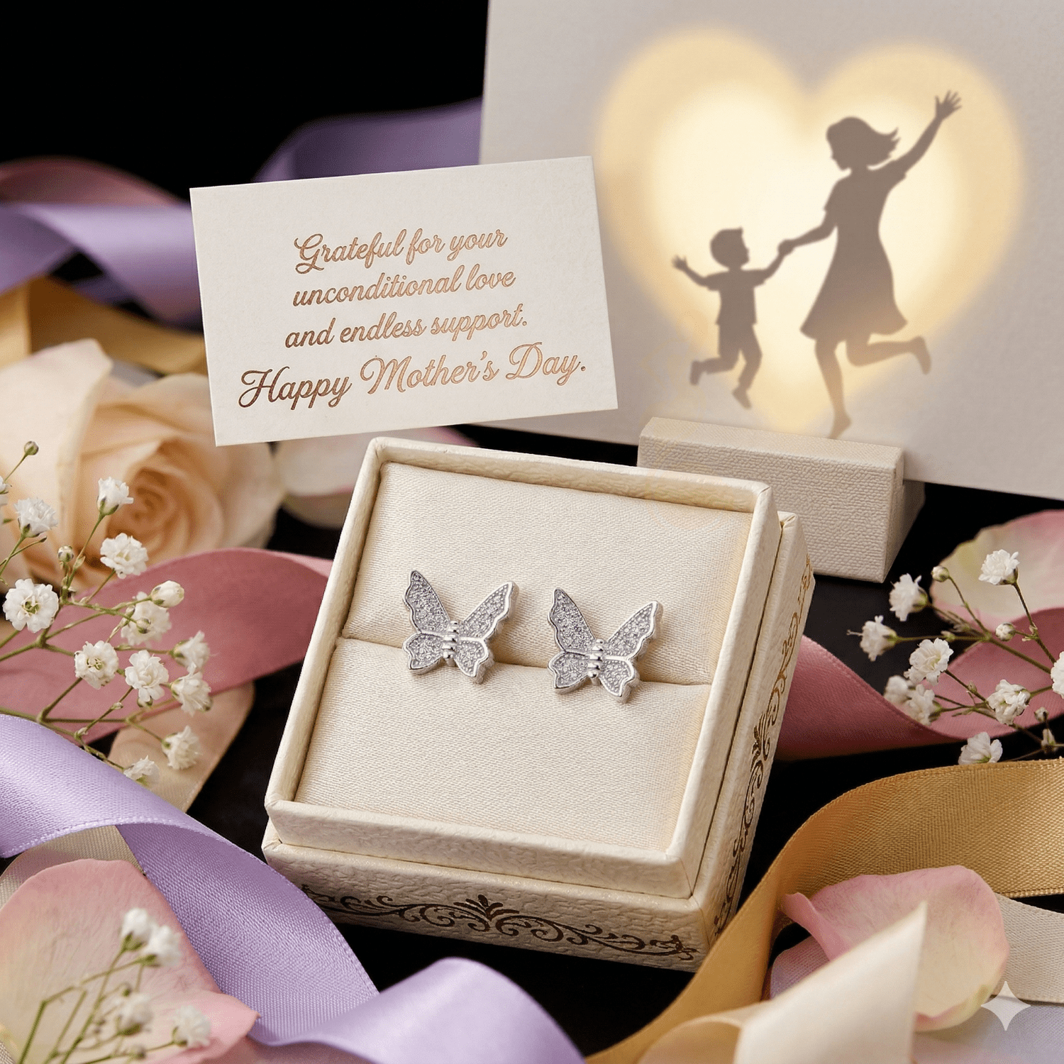 Diamond Celebrity's Butterfly Stud Earrings White 925 Sterling Silver Women's 0.50ct Cubic Zirconia
