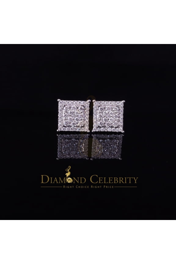 Diamond Celebrity's Men's/Womens 925 Silver White 1.25ct VVS 'D' Moissanite Stone Square Earrings