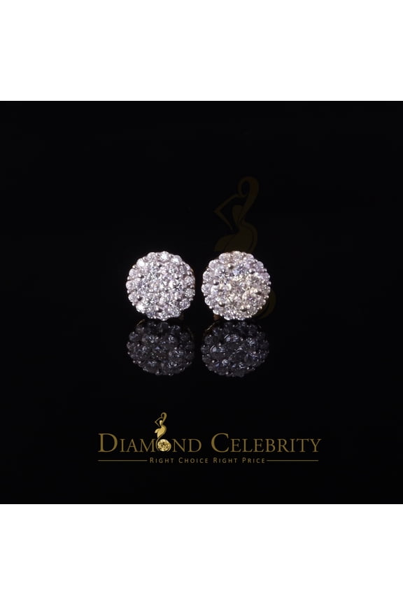 's Men's/Womens 925 Silver Yellow 1.33ct VVS 'D' Moissanite Round Stud Earrings