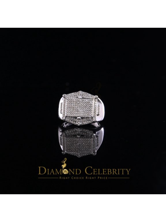 Diamond Celebrity's Real Diamond 0.66 CT 925 Silver White Rectangle Engagement Men's Ring Size 11
