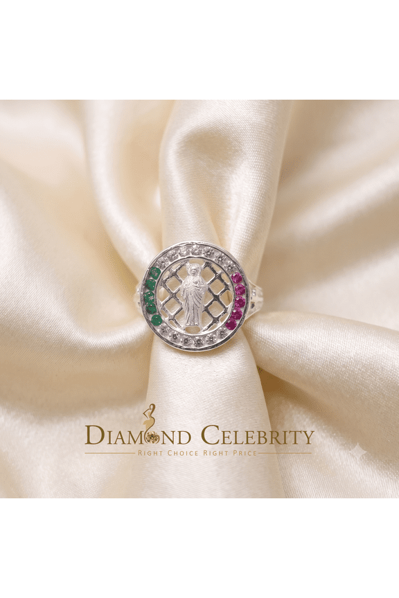 's Religious White 925 Sterling Silver Cubic Zirconia St. Jude Women's Ring Size 7
