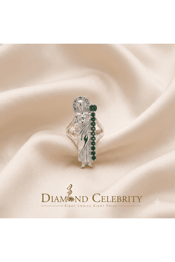 's Religious White 925 Sterling Silver Cubic Zirconia St.Jude Women's Ring Size 8.5