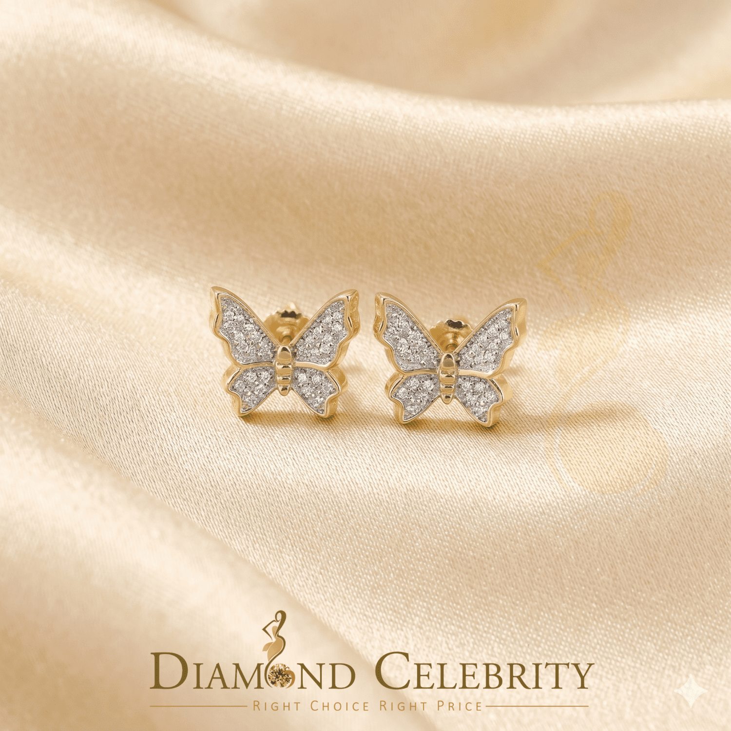 Diamond Celebtrity Butterfly Stud White, Cubic Zirconia Earrings, Sterling Silver, 0.34 ct. t.w., 1 Count